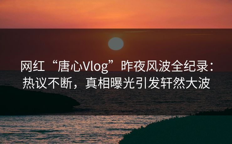 网红“唐心Vlog”昨夜风波全纪录：热议不断，真相曝光引发轩然大波