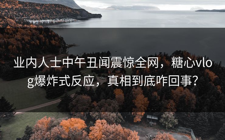 业内人士中午丑闻震惊全网,糖心vlog爆炸式反应,真相到底咋回事?