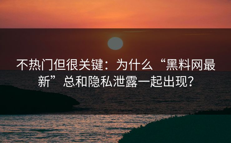 不热门但很关键：为什么“黑料网最新”总和隐私泄露一起出现？