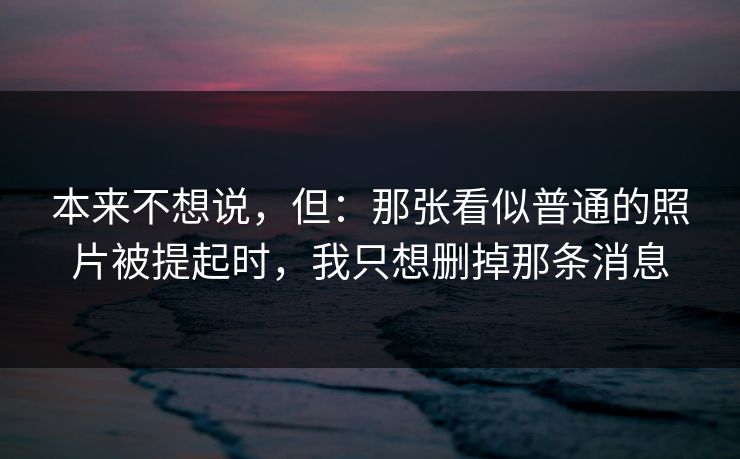 本来不想说，但：那张看似普通的照片被提起时，我只想删掉那条消息