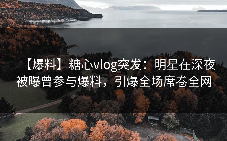 【爆料】糖心vlog突发：明星在深夜被曝曾参与爆料，引爆全场席卷全网
