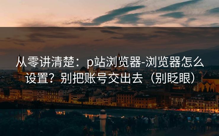 从零讲清楚：p站浏览器-浏览器怎么设置？别把账号交出去（别眨眼）